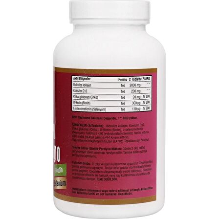 Collagen Kollajen Koenzim Coenzyme Q10 300 Tablet+Vitamin D3 K2 20 ml