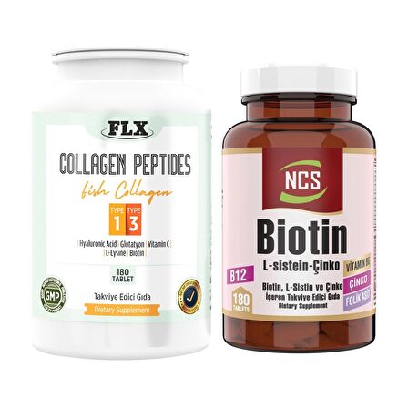 Balık Kollajeni Tip 1-3 Collagen 180 Tablet+Biotin 180 Tablet