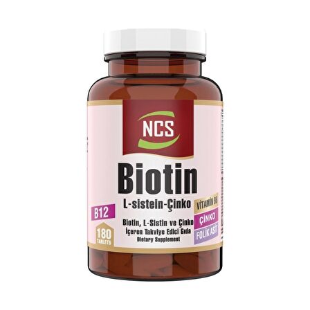 Biotin 180 Tablet L Sistein Çinko Vitamin B12