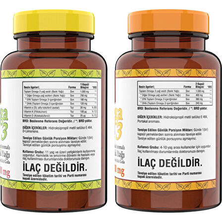 Ncs Omega 3 Portakal Aromalı Çocuklar Için Balık Yağı   Omega 3 Limon Aromalı Balık Yağı 1000MG