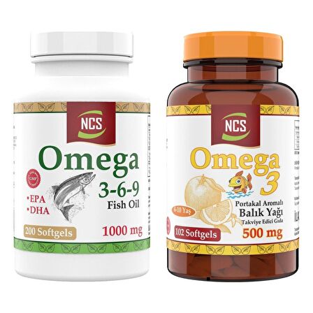 Ncs Omega 3-6-9 Fish Oil 1000MG 200 Softgels   Çocuklar Için Omega 3 Balık Yağı 500 Mg 102 Portakal Aromalı