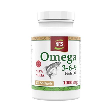 Ncs Omega 3-6-9 Fish Oil 1000MG 200 Softgels   Çocuklar Için Omega 3 Balık Yağı 500 Mg 102 Portakal Aromalı