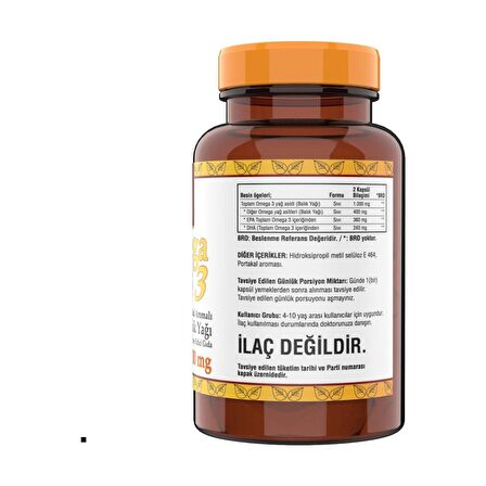 Ncs Omega 3-6-9 Fish Oil 1000MG 200 Softgels   Çocuklar Için Omega 3 Balık Yağı 500 Mg 102 Portakal Aromalı