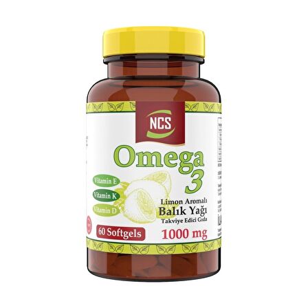 Ncs Omega 3-6-9 Fish Oil 1000MG 200 Softgels   Omega 3 Limon Aromalı Balık Yağı 1000MG 60 Softgel