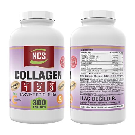 Ncs Hyaluronic Acid Vitamin C Glutatyon Collagen (Kollajen) Type (Tip) 1-2-3   Zerdeçal Karahindiba Zencefil Maydanoz Deve Dikeni Enginar Milk Thistle Artichoke