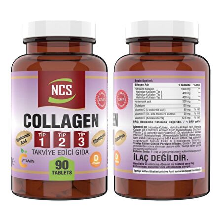 Ncs Collagen 1000 Mg Tip 1 - 2 - 3 Glutatyon Vitamin C &ndash; E &ndash;d 90 Tablet    Nevfix Vitamin D3 Sıvı Sprey