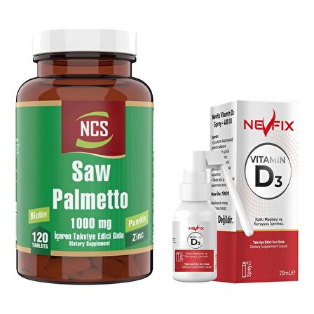 Ncs Biotin Zinc Complex Saw Palmetto 1000 Mg Pumpkin 120 Tablet   Nevfix Vitamin D3 Sıvı Sprey