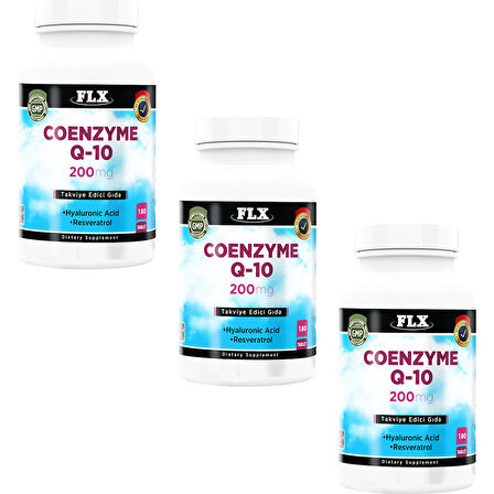 FLX Coenzyme Koenzim Q-10 200 Mg Hyaluronik Asit Resveratrol ( 3 Kutu 180 Tablet )