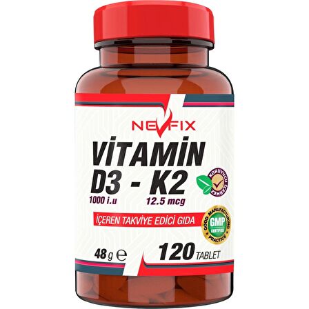 Nevfix Vitamin K2   Vitamin D3  ( 3kutu 120 Tablet )