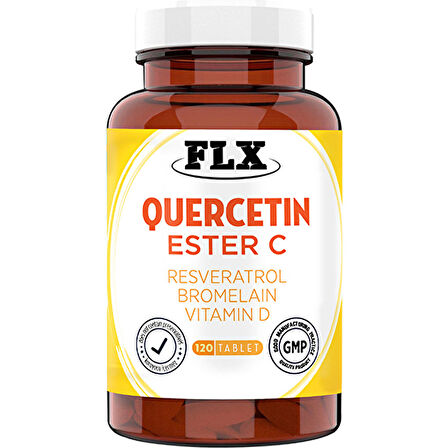 FLX Quercetin Complex Kuersetin Ester C Resveratrol Magnezyum Vitamin D Bromelain 120 Tablet