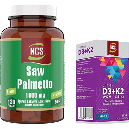 Ncs Saw Palmetto Biotin Zinc 120 Tablet   Vitamin D3 K2 Damla