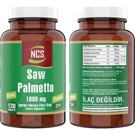 Ncs Saw Palmetto Biotin Zinc 120 Tablet   Vitamin D3 K2 Damla