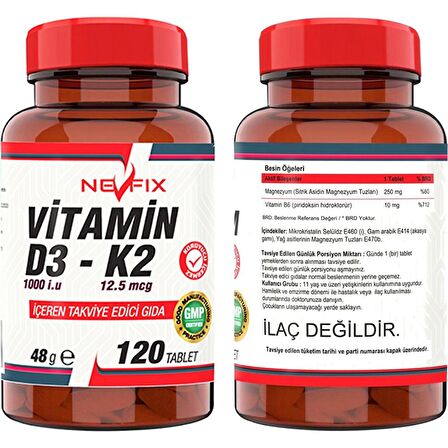Flx Magnesium Malat 180 Tablet   Nevfix Vitamin D3-K2 120 Tablet