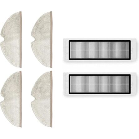 Dijitaldepodan Roborock S5 Max Aksesuar Seti 4 Adet Tam Yüzeyli Fiber Mop Bezi 2 Adet Hepa Filtre
