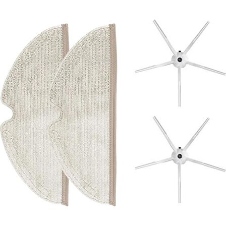 Dijitaldepodan Roborock S6 Pure Aksesuar Seti 2 Adet Tam Yüzeyli Fiber Mop Bezi 2 Adet Yan Fırça