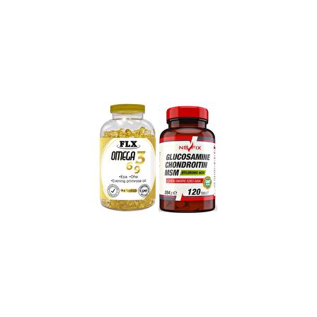 Flx Omega 3-6-9 Balık Yağı 90 Softgel  Nevfix Glucosamine Chondroitin Msm 120 Tablet