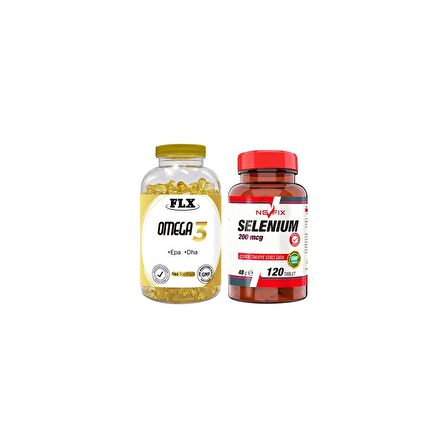 Flx Omega 3 Balık Yağı 180 Softgel  Nevfix Selenyum 200 Mcg 120 Tablet