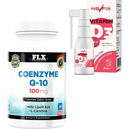 Flx Coenzyme Q-10 L-Carnitine Cla 90 Tablet  Nevfix Vitamin D3 400 Iu 20 ml