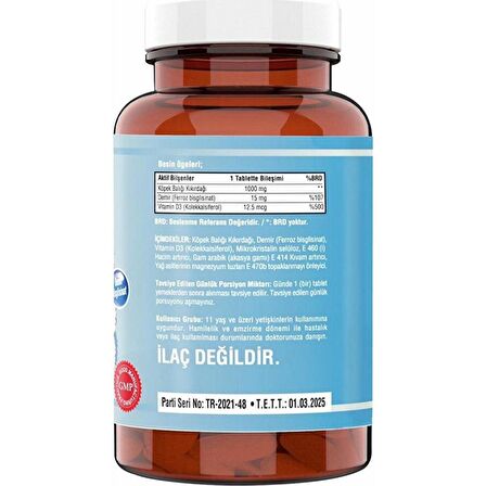 Ncs Köpek Balığı Kıkırdağı + Demir + Vitamin D 3 + Shark Cartilage 120 Tablet x 2 Kutu