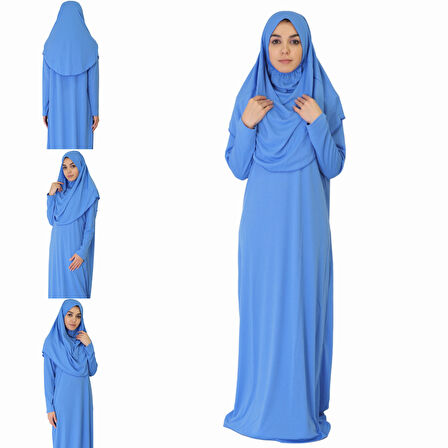 AÇIK GÖK MAVİSİ FERMUARSIZ NAMAZ ELBİSESİ