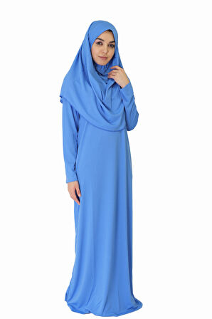 AÇIK GÖK MAVİSİ FERMUARSIZ NAMAZ ELBİSESİ