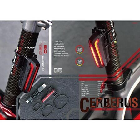 Moon Cerberus Arka Işık Stop 150 Lümen USB Şarjlı