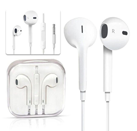 EP35 3,5MM Apple Iphone Uyumlu Lightning Kablolu Mikrofonlu Kulak İçi Kulaklık Beyaz