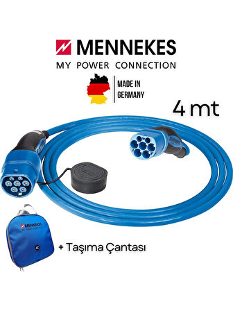 Mennekes Elektrikli Araç Şarj Kablosu 22KW Tip2 4mt