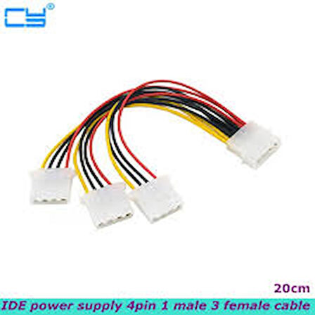 3lü Power Çoklayıcı Kasa Içi 4 Pin Molex 1 Erkek 3 Dişi Kablo 3lü power kablo