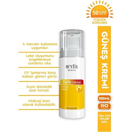 Nevfix Beauty 50 Spf (Faktör) 100 ml Güneş Kremi