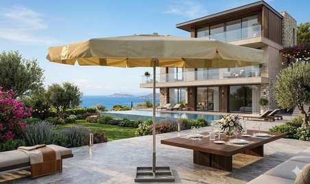 3 M2 Ahşap Bahçe, Havuz, Veranda Ve Plaj Şemsiyesi  Saçaklı Şemsiye (AYAK DAHİL )