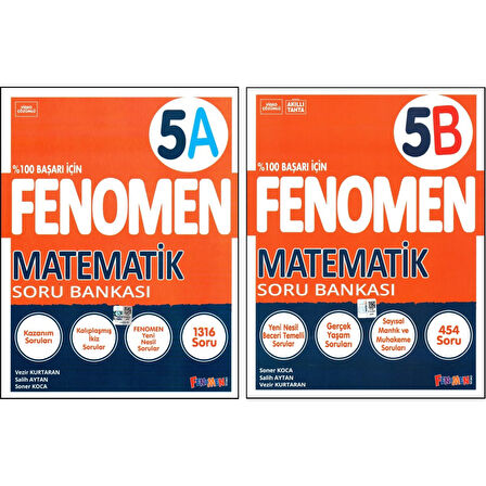 Fenomen Yayıncılık Fenomen 5. Sınıf Matematik Soru Bankası (A)+(B) Kitabı 2 Kitap