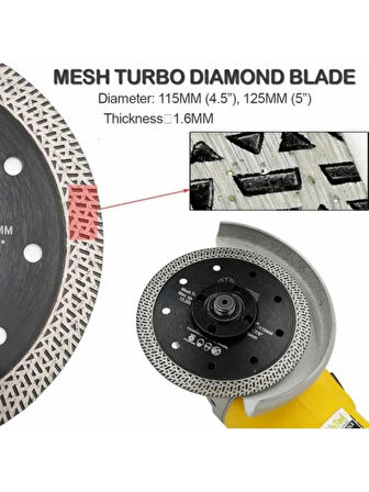 Shdiatool Mesh Turbo 5" 125MM Granit Mermer Seramik Karo Tuğla İçin Elmas Taşlama Diski