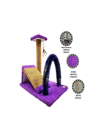 Kedi Tırmalama + Kedi Rampası + Kedi Fırçası 3'lü Set Takım