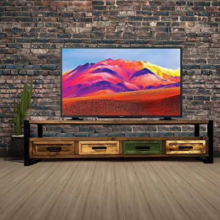 Deryawood Almond Doğal Ahşap Çekmeceli Tv Ünitesi -180X45X55 Cm-Ceviz Renk