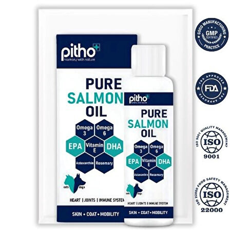 Pure Salmon Oil | Kedi & Köpek Için Soğuk Sıkım Somon Yağı Omega-3 & Astaksantin & Biberiye Özütü