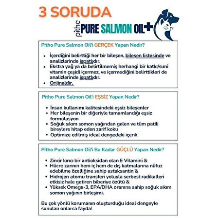 Pure Salmon Oil | Kedi & Köpek Için Soğuk Sıkım Somon Yağı Omega-3 & Astaksantin & Biberiye Özütü
