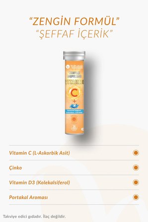 Wellvalens Triple Defense Efervesan 1000 Mg Vitamin C + Çinko + D3 – 2’Li Paket – Portakal Aromalı – 40 Tablet