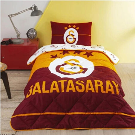 Taç Lisanslı Galatasaray Logo Tek Kişilik Yorgan Seti