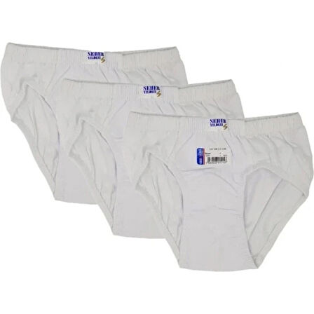 Seher Yıldızı Beyaz Penye Kom Erkek Slip Külot 3lü