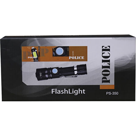 Polıce PS-350 Zoom Kırmızı Ikaz Işıklı ve Magnet Özellikli Şarjlı El Feneri