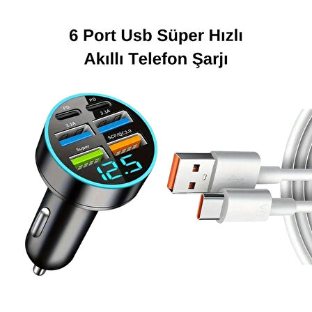 6 Port USB Süper Hızlı Akıllı Telefon Şarjı Kablolu