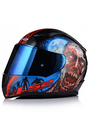 Rapıd 2 Zombıe Fullface Motosiklet Kaskı Mavi Camlı