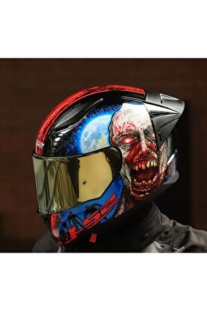 Rapıd 2 Race Zombıe Fullface Motosiklet Kaskı Gold Camlı