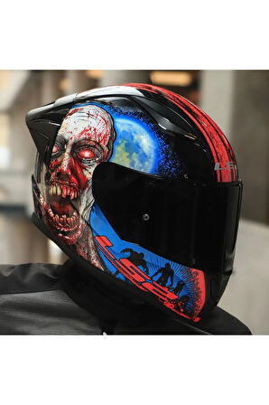 Rapıd 2 Race Zombıe Fullface Motosiklet Kaskı Siyah Camlı