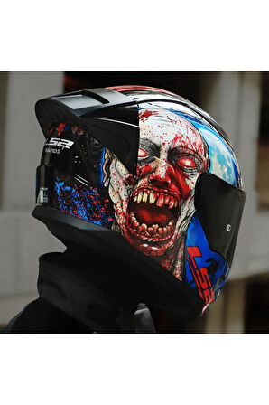 Rapıd 2 Race Zombıe Fullface Motosiklet Kaskı Siyah Camlı