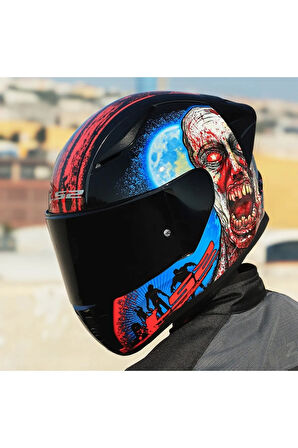 Rapıd 2 Race Zombıe Fullface Motosiklet Kaskı Siyah Camlı