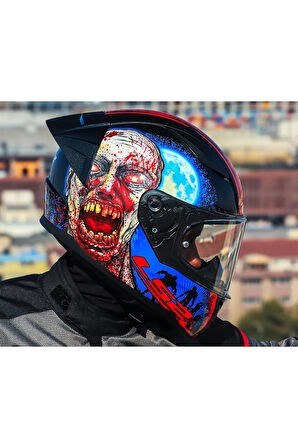 Rapıd 2 Race Zombıe Fullface Motosiklet Kaskı Şeffaf Camlı