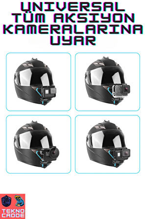 Bluetooth Kumandalı Aksiyon Kamerası ve Telefon Uyumlu Kask Bağlantı Aparatı