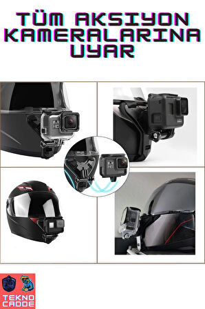 Bluetooth Kumandalı Aksiyon Kamerası ve Telefon Uyumlu Kask Bağlantı Aparatı